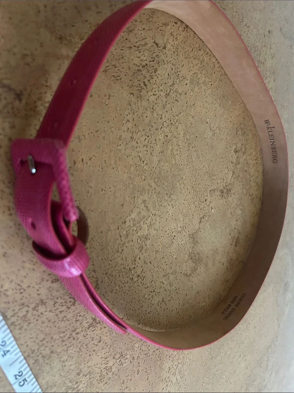 W. Kleinberg Pink Leather Belt with Gold Buckle
